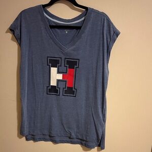 Women’s Tommy Hilfiger Sport Blue V-Neck Tee with Logo
